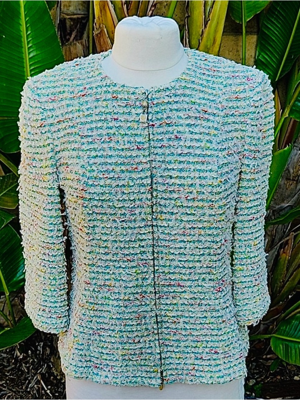 St. John Pastel Tweed Open-Front Blazer Jacket